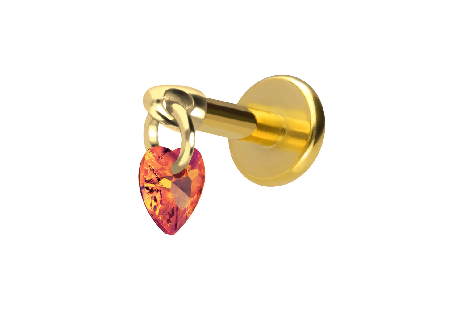 Titan Labret Piercing mit Innengewinde KRISTALLHERZ